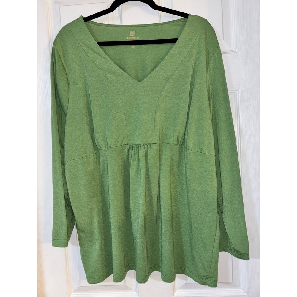 Faded Glory Empire Waist Top 3X Green Excellent Condition